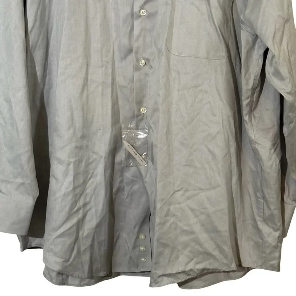 Joseph Abboud No Wrinkle Gray Herringbone Egyptian Cotton Dress Shirt 19 34/35